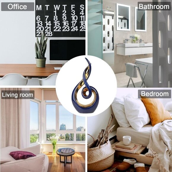 Modern Abstract Art Table Decoration Ceramic Statue Modern Blue Ornaments - Picture 5 of 10